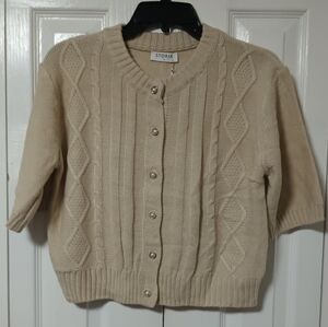 Storia Women's Tan Cable Knit Cardigan